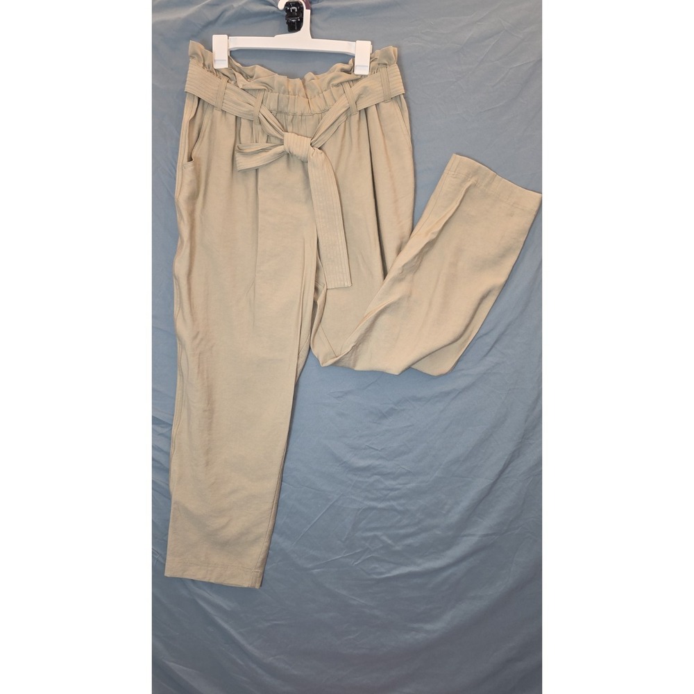 A New Day Women's Beige Casual Tie Waist Pants Pockets XL Rayon POLYESTER